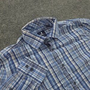 Johnnie O Shirt Mens Medium Blue Plaid Stretch Beach Sports‎ Preppy Surfer